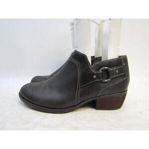 Clarks Womens Sz 7 M Brown Leather Zip Ankle Fashion Boots Bootie